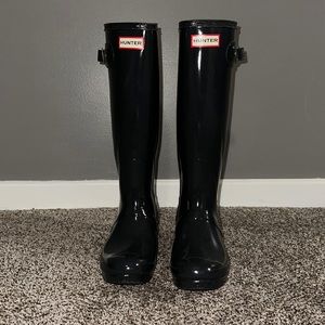 Dark Grey Glossy Tall Hunter Boots